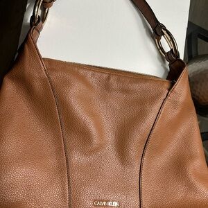 Calvin Klein Tan Leather Shoulder Bag